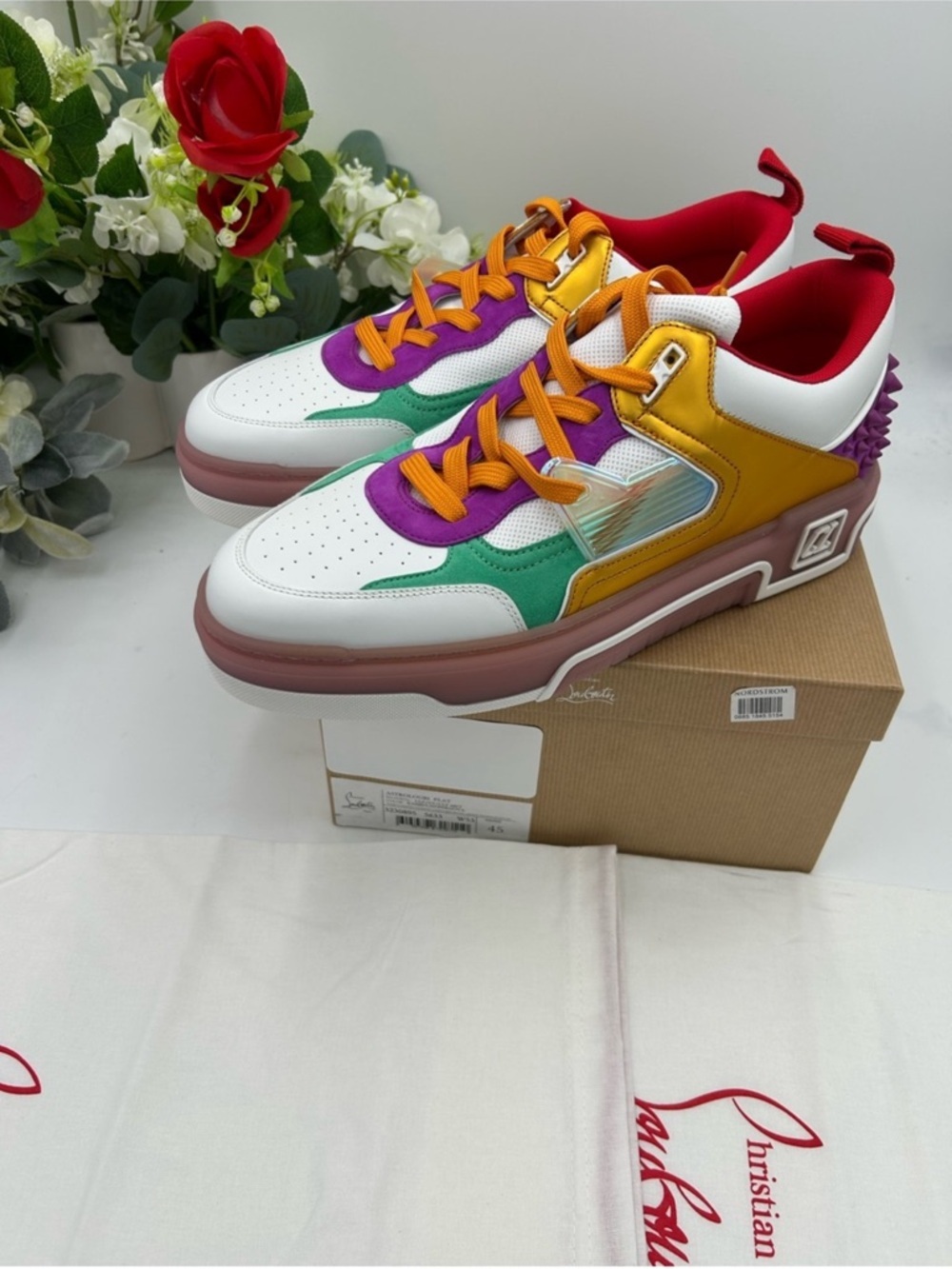 Men’s Christian Louboutin ASTROLOUBI multicolored sneaker size 45 made in Italy - Picture 4 of 9